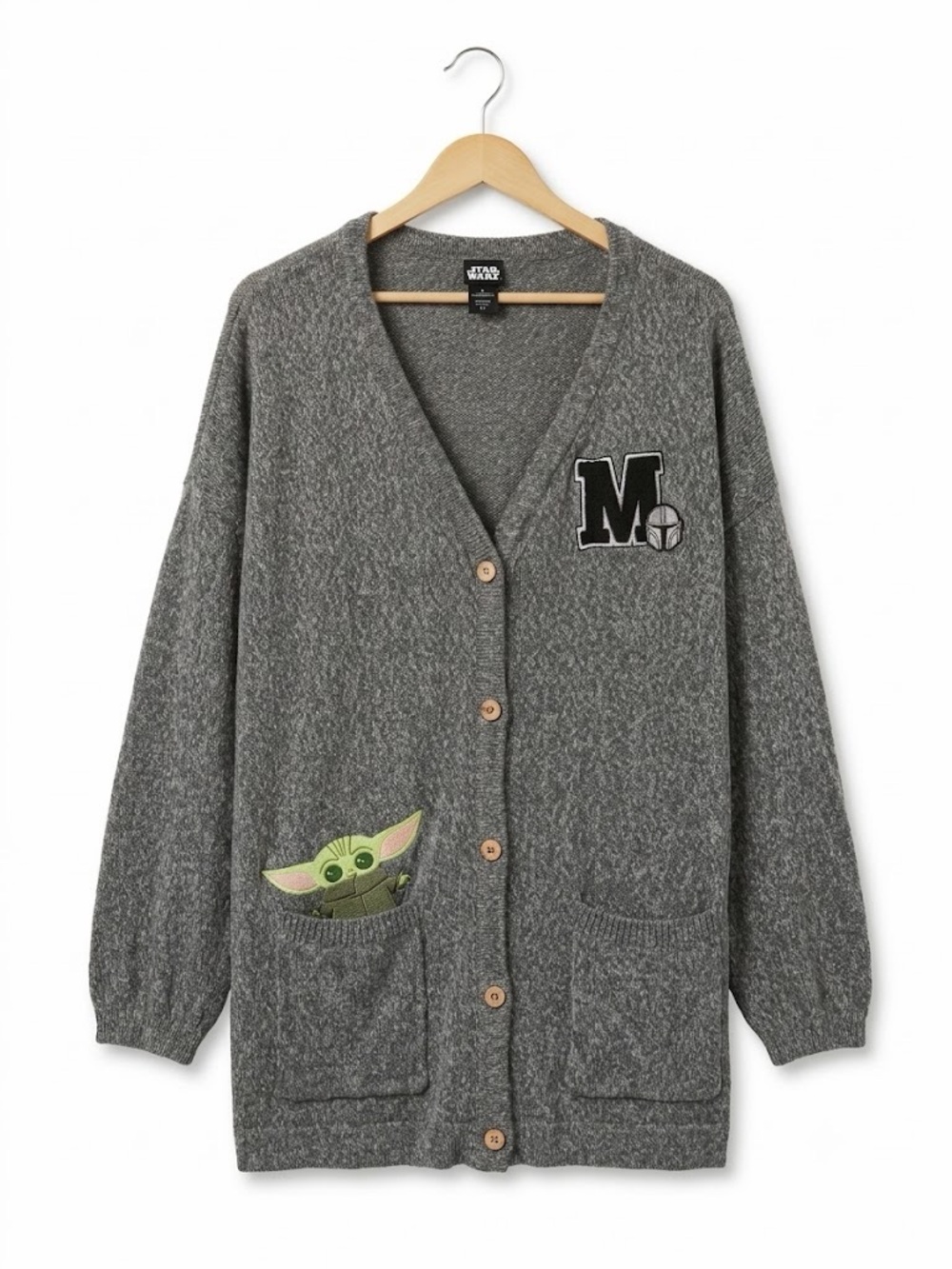Disney Her Universe Star Wars Sweater Mandalorian Grogu Grey Cardigan Size 1X - Picture 5 of 10